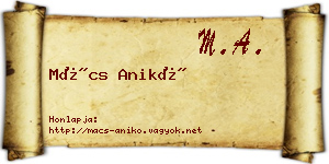 Mács Anikó névjegykártya
